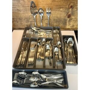 127 Pc Stainless by Salem Beaded Flatware Set Forks Spoons Knives Serving